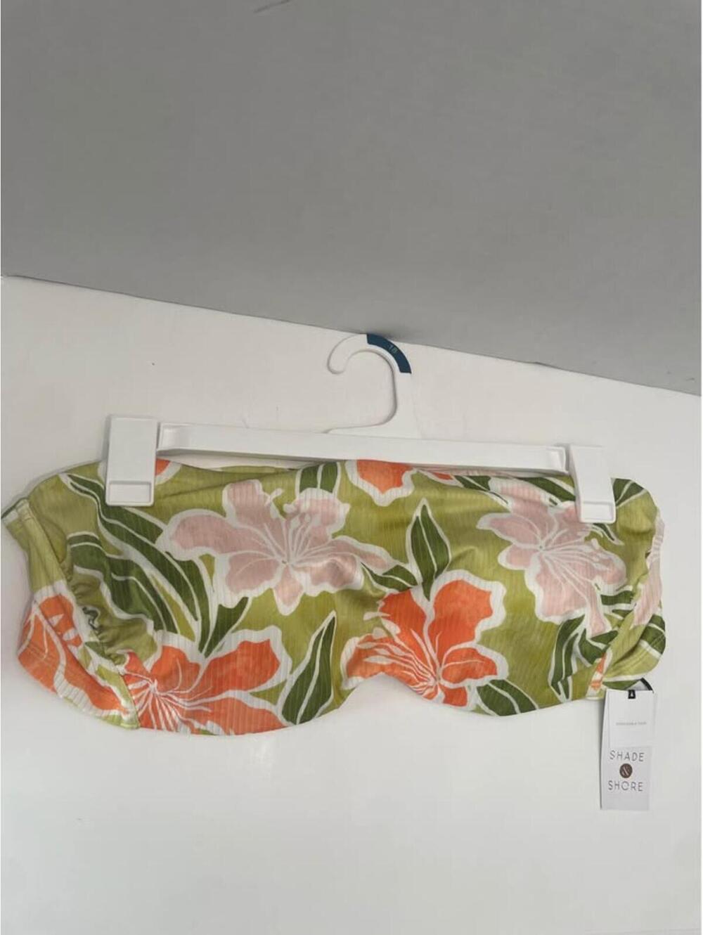 Women Ribbed Hidden Underwire Bandeau Bikini Top Size 18 Shade &Shore